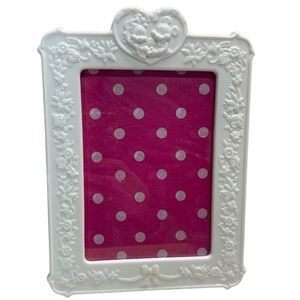 Vintage Disney white porcelain Mickey & Minnie Mouse table top frame 7"x 10"